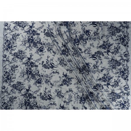 Shaped flowered embroidery navy